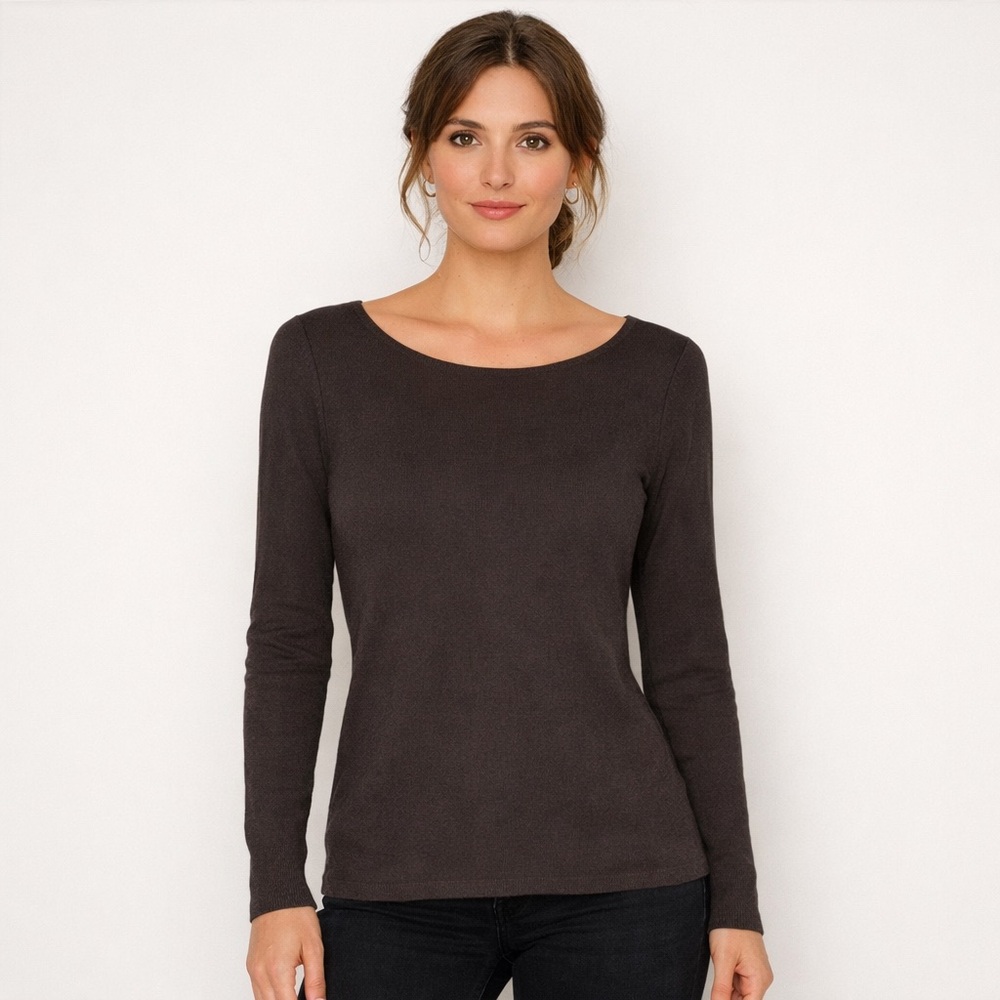 Trouve Viscose Angora Rabbit Hair Super Soft Sweater Brown Small office